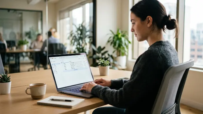 Person using Gmail on a laptop showing emails loading dynamically without page refresh using AJAX
