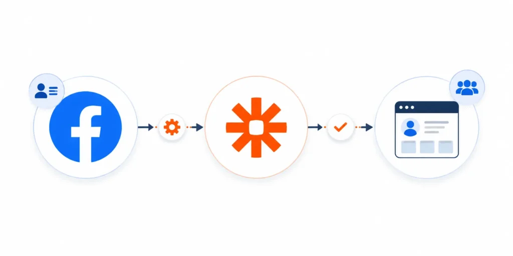 Zapier automation flow moving Facebook Lead Ads data into a CRM